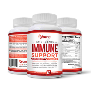 Ruma Immune Support - Immunity Booster Supplement - Vitamin C, Zinc, Elderberry, Echinacea, Garlic, Turmeric - Extra Strength Formula