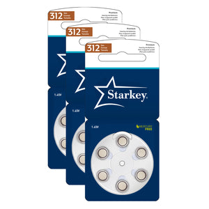 Starkey Size 312 Premium Hearing Aid Batteries 60 Pack - Long Easy Tab - Mercury-Free - Zinc Air Technology - Made in USA - Plus Keychain Battery Case