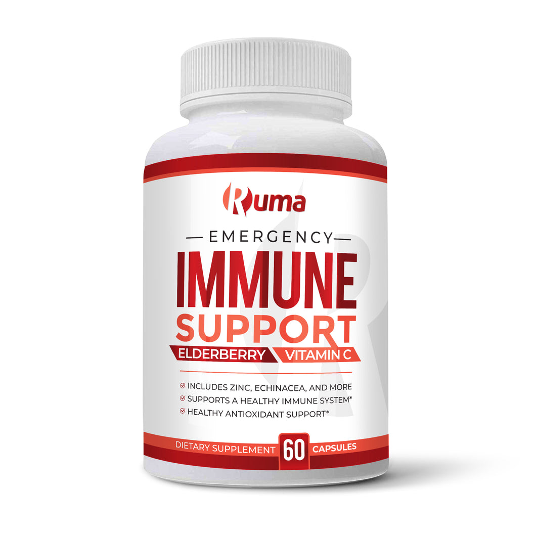 Ruma Immune Support - Immunity Booster Supplement - Vitamin C, Zinc, Elderberry, Echinacea, Garlic, Turmeric - Extra Strength Formula